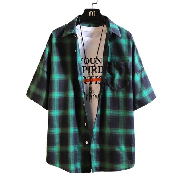 men's casual shirts summer plaid shirt men lapel short sleeve mens fashion plus size street loose male clothing 6 colors, White;black
men's casual shirts summer plaid shirt men lapel short sleeve mens fashion plus size street loose male clothing 6 colors, White;black