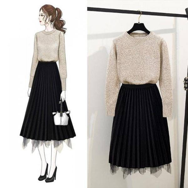 two piece dress women 2021 spring autumn knit sweater 2 set female fashion long sleeve solid o neck pullovers+pleated midi skirt suit e349, White
two piece dress women 2021 spring autumn knit sweater 2 set female fashion long sleeve solid o neck pullovers+pleated midi skirt suit e349, White