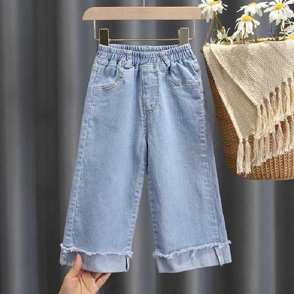 jeans stretch cuffed wide-leg pants, Blue
jeans stretch cuffed wide-leg pants, Blue