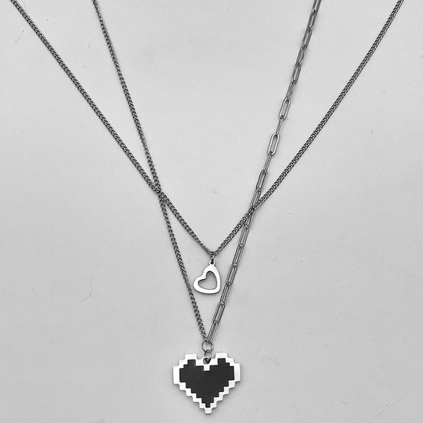 mosaic love heart pendants necklace titanium steel multilayer chain necklaces for women girls fashion jewelry gifts, Silver
mosaic love heart pendants necklace titanium steel multilayer chain necklaces for women girls fashion jewelry gifts, Silver
