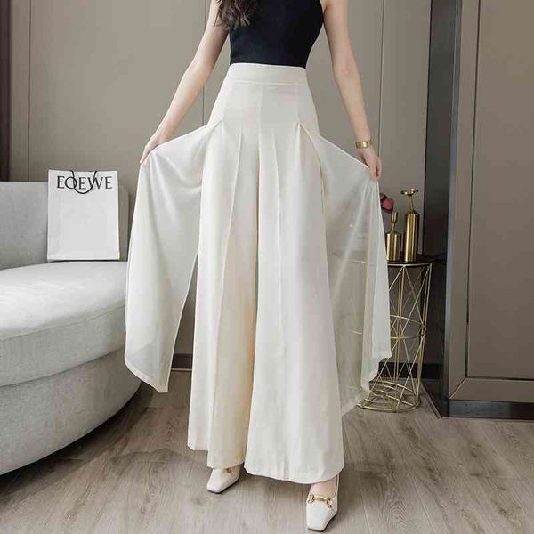 chiffon high waist drape wide-leg pants skirt splicing loose women thin split cargo 02b 210420, Black;white
chiffon high waist drape wide-leg pants skirt splicing loose women thin split cargo 02b 210420, Black;white