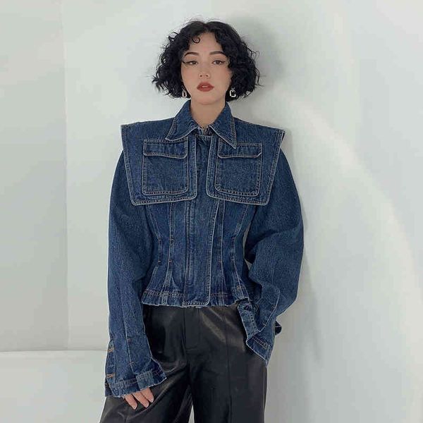 women's jackets twotwinstyle streetwear denim for women lapel loose long sleeve patchwork shawl pockets coats female autumn clothes im0, Black;brown
women's jackets twotwinstyle streetwear denim for women lapel loose long sleeve patchwork shawl pockets coats female autumn clothes im0, Black;brown