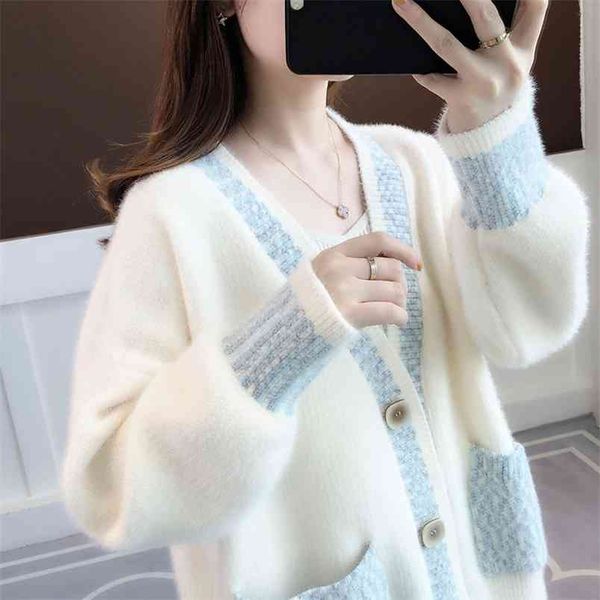 sweater women autumn and winter imitation mink velvet net red knitted cardigan jacket female students korean loose 210427, White;black
sweater women autumn and winter imitation mink velvet net red knitted cardigan jacket female students korean loose 210427, White;black