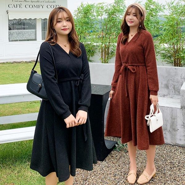 casual dresses 4xl plus size fat women's winter knitted dress brown full sleeve lantern v-neck a-line office lady classy long skirt, Black;gray
casual dresses 4xl plus size fat women's winter knitted dress brown full sleeve lantern v-neck a-line office lady classy long skirt, Black;gray