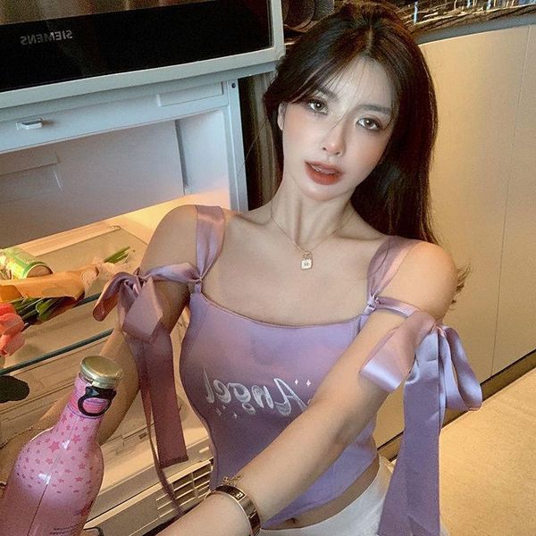 women's tanks & camis 2021 summer cute arm tie bow knitted sling women slim all-match printing kawaii black korean fashion camisole, White
women's tanks & camis 2021 summer cute arm tie bow knitted sling women slim all-match printing kawaii black korean fashion camisole, White