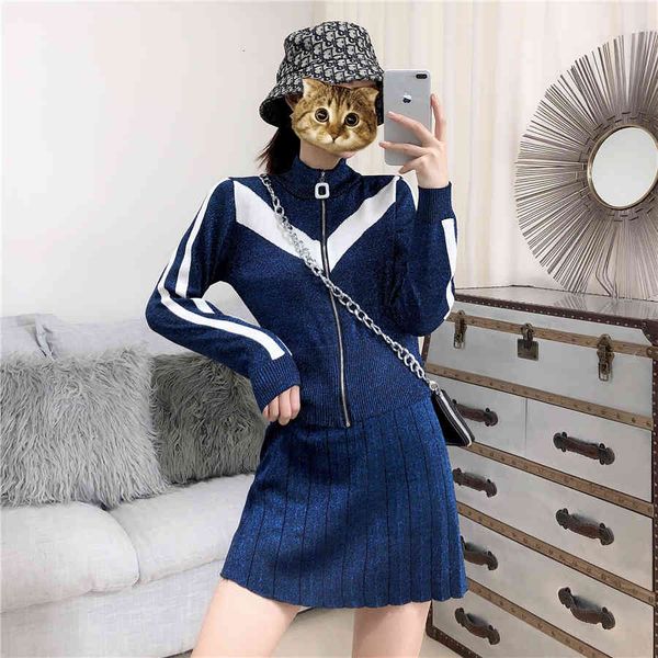 two piece dress bright silk knit zippers striped casual long sleeve sweaters +women autumn winter ruched high waist knitted mi, White
two piece dress bright silk knit zippers striped casual long sleeve sweaters +women autumn winter ruched high waist knitted mi, White