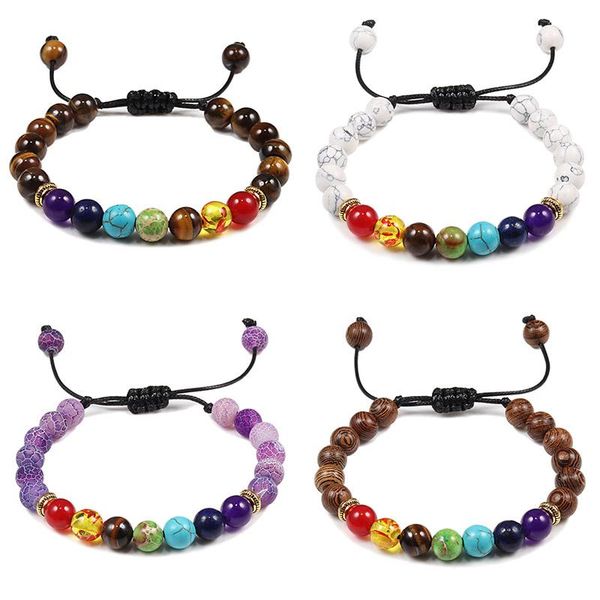 fashion chakra natural stone beaded bracelet men women handmade woven rope beads couple friendship yoga healing jewelry gift charm bracelets, Golden;silver
fashion chakra natural stone beaded bracelet men women handmade woven rope beads couple friendship yoga healing jewelry gift charm bracelets, Golden;silver