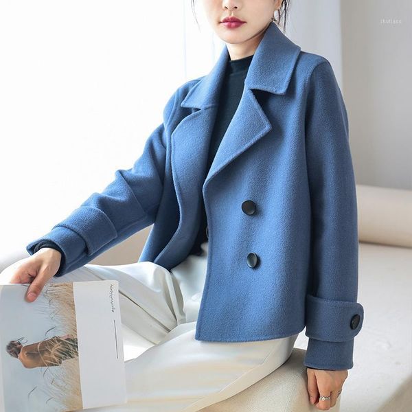 women's wool & blends loose double faced coat short autumn winter 2021 small cashmere, Black
women's wool & blends loose double faced coat short autumn winter 2021 small cashmere, Black