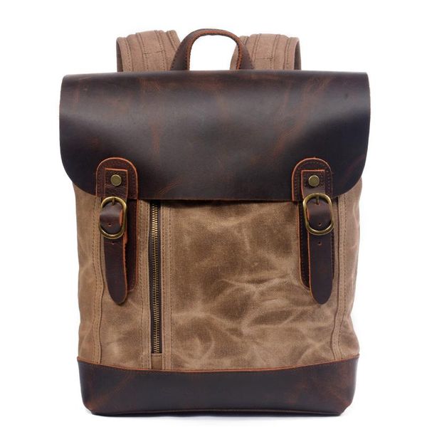 backpack vintage carzy horse leather for men wax waterproof canvas bookbag retro lapcover rucksack
backpack vintage carzy horse leather for men wax waterproof canvas bookbag retro lapcover rucksack