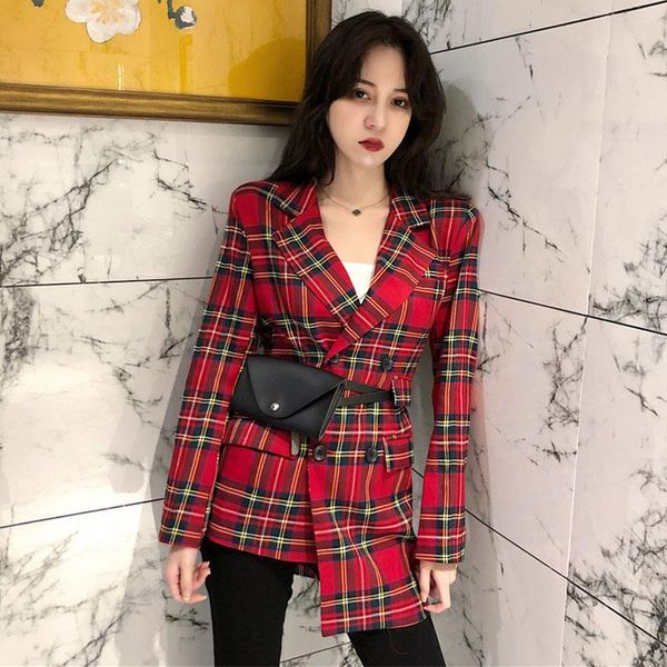 women's suits & blazers 2021 spring retro slim plaid double breasted women asymmetrical blazer jacket outwear coat suit girls femme, White;black
women's suits & blazers 2021 spring retro slim plaid double breasted women asymmetrical blazer jacket outwear coat suit girls femme, White;black