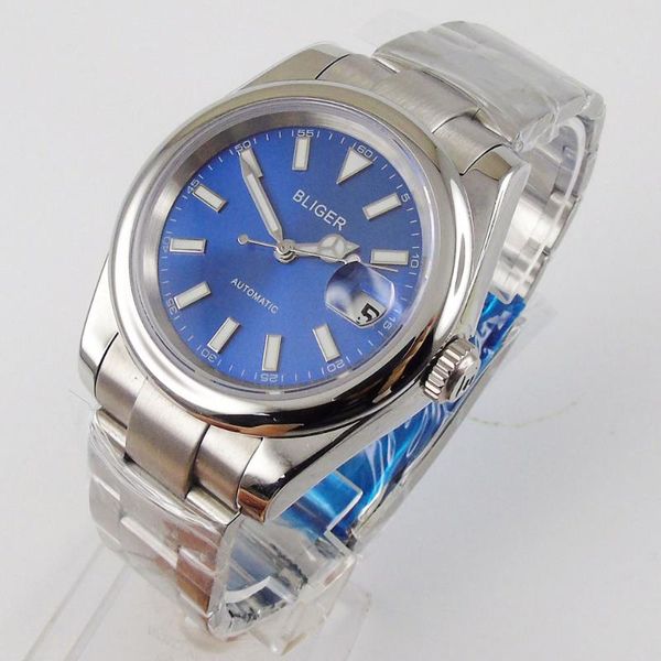 wristwatches 36mm bliger brand blue dial sapphire glass polished case automatic movement men's watch bracelet luminous hands, Slivery;brown
wristwatches 36mm bliger brand blue dial sapphire glass polished case automatic movement men's watch bracelet luminous hands, Slivery;brown