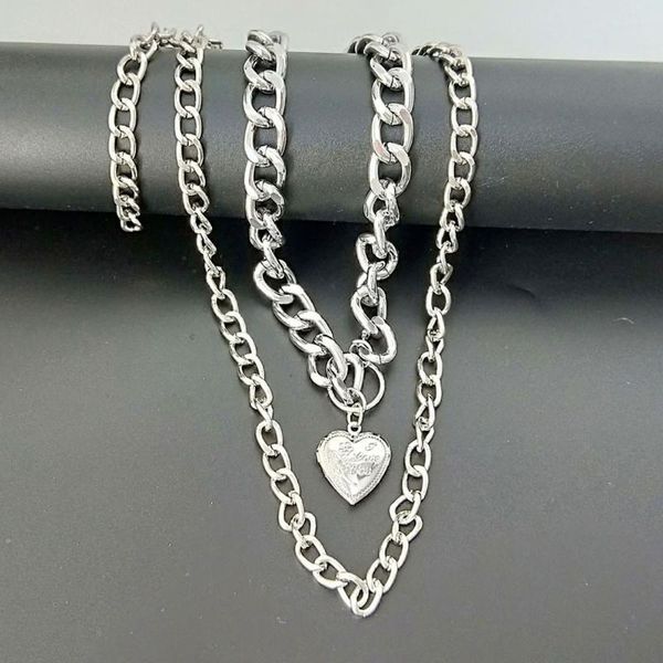pendant necklaces fashion vintage heart chain for women hip hop link choker necklace wholesale, Silver
pendant necklaces fashion vintage heart chain for women hip hop link choker necklace wholesale, Silver