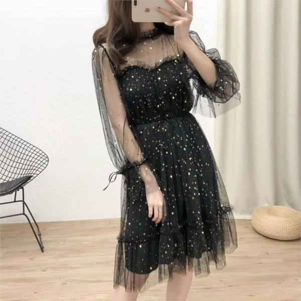 casual dresses dress glitter sequin women mesh transparent ruffle party elegant 2021 winter black clothes robe db987, Black;gray
casual dresses dress glitter sequin women mesh transparent ruffle party elegant 2021 winter black clothes robe db987, Black;gray