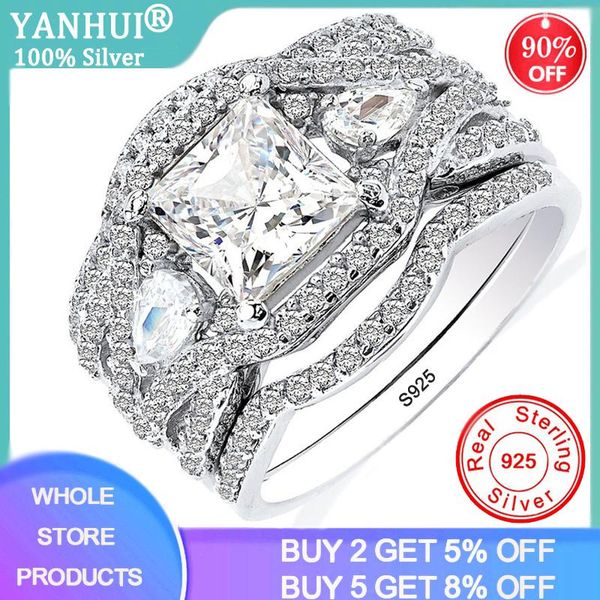 cluster rings yanhui design 3pcs in one 925 solid silver wedding sets bridal classic engagement band for women jewelry sr280, Golden;silver
cluster rings yanhui design 3pcs in one 925 solid silver wedding sets bridal classic engagement band for women jewelry sr280, Golden;silver