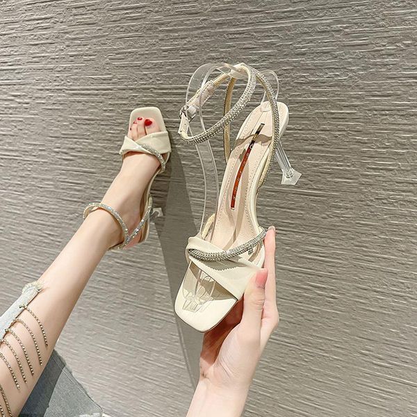 sandals women 2021 square head thin versatile summer fashion women's rhinestone girlish style with high heels, Black
sandals women 2021 square head thin versatile summer fashion women's rhinestone girlish style with high heels, Black