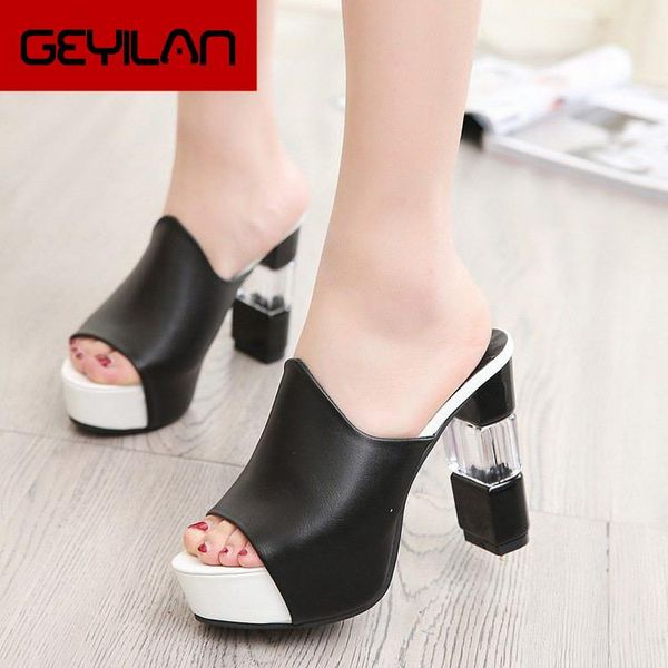 platform slippers women summer high heels sandals open toe shoes transparent heel 41 42, Black
platform slippers women summer high heels sandals open toe shoes transparent heel 41 42, Black