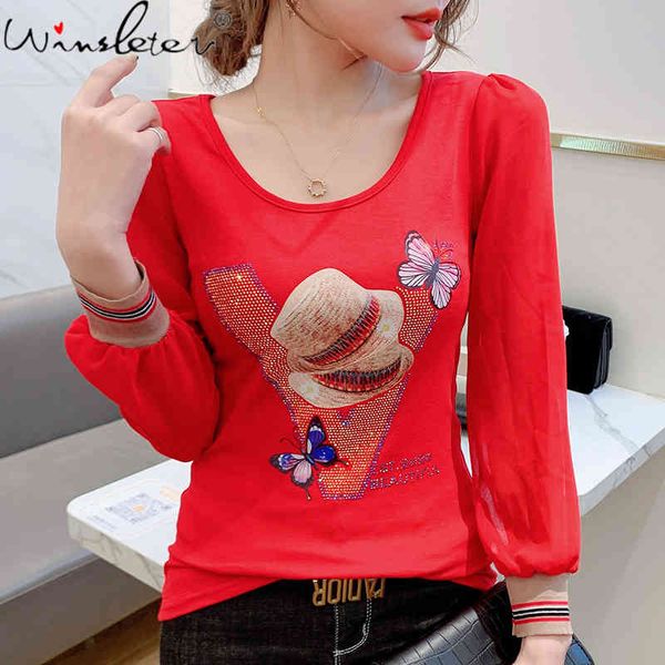 women's t-shirt spring fall korean style girls fashion shiny diamonds patchwork chiffon long sleeve women tees 2021 t116, White
women's t-shirt spring fall korean style girls fashion shiny diamonds patchwork chiffon long sleeve women tees 2021 t116, White