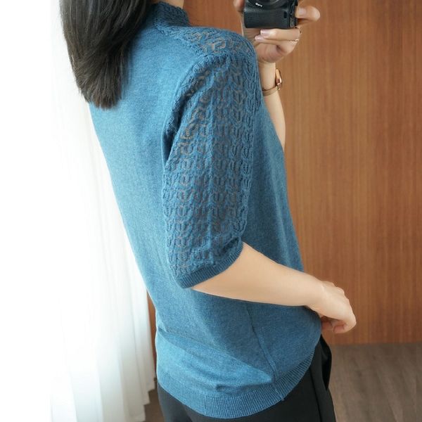 summer women knitted short sleeve 2021 thin sweater female hollow out lace turtleneck pullover ladies knit cotton purple jumpers, White;black
summer women knitted short sleeve 2021 thin sweater female hollow out lace turtleneck pullover ladies knit cotton purple jumpers, White;black