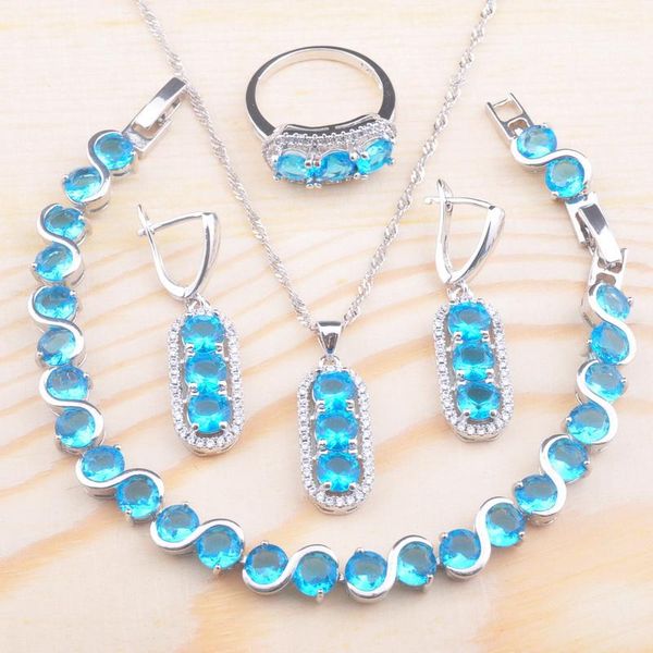 earrings & necklace 2021 sky blue crystal for women wedding silver color jewelry set bracelet pendant ring brithday gift qs0701
earrings & necklace 2021 sky blue crystal for women wedding silver color jewelry set bracelet pendant ring brithday gift qs0701