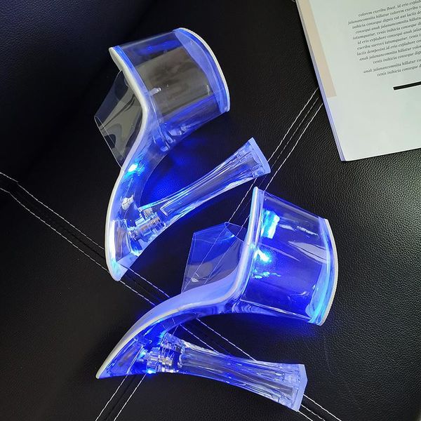 summer women transparent 17cm high heels 7cm platform block glow sandals luxury slippers blue plus size prom shoes, Black
summer women transparent 17cm high heels 7cm platform block glow sandals luxury slippers blue plus size prom shoes, Black