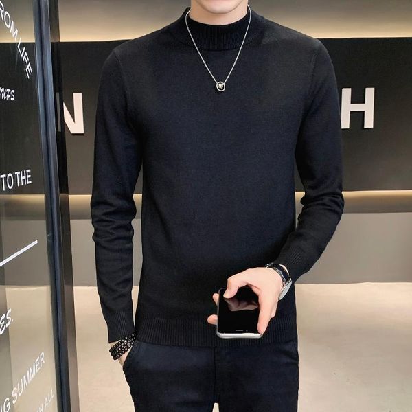 men's sweaters solid color sweater bottomed shirt autumn and winter leisure with half high neck slim fit, White;black
men's sweaters solid color sweater bottomed shirt autumn and winter leisure with half high neck slim fit, White;black