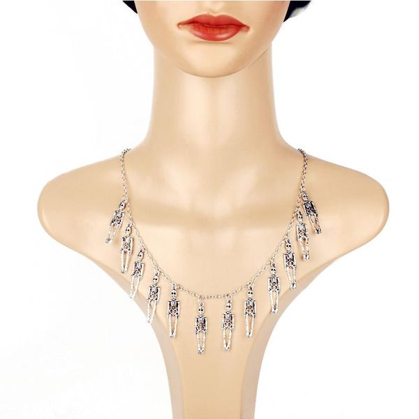 women statement necklace skeleton skull charms choker fashion jewelry pendants necklaces chains, Silver
women statement necklace skeleton skull charms choker fashion jewelry pendants necklaces chains, Silver