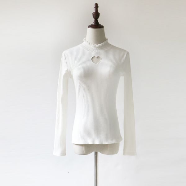women's t-shirt vintage ruffle women white t hollow heart turtleneck ribbed knitted female kawaii black long sleeve elegant t
women's t-shirt vintage ruffle women white t hollow heart turtleneck ribbed knitted female kawaii black long sleeve elegant t
