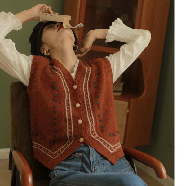 women's knits & tees knitted cardigan vest ladies 2021 spring and autumn fashion sleeveless v-neck retro casual western style all-match, White
women's knits & tees knitted cardigan vest ladies 2021 spring and autumn fashion sleeveless v-neck retro casual western style all-match, White