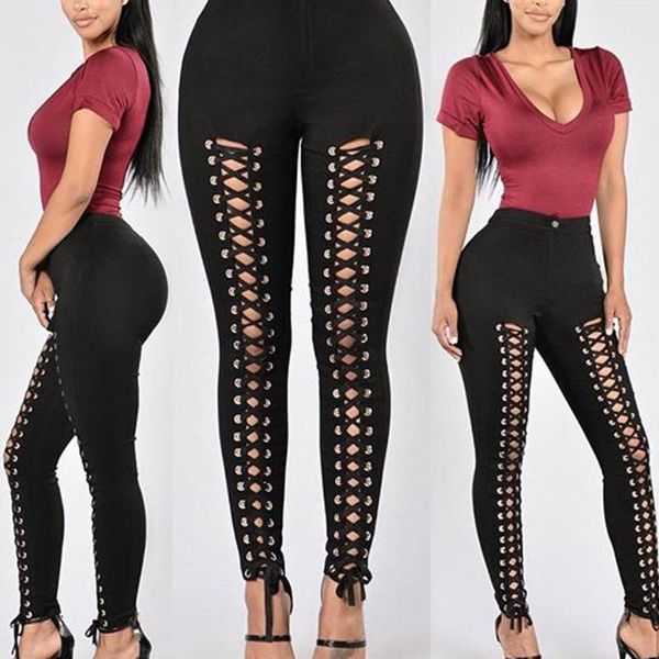 est women high waist pencil leggings stretchy bandage hollowed out pants women's & capris, Black;white
est women high waist pencil leggings stretchy bandage hollowed out pants women's & capris, Black;white