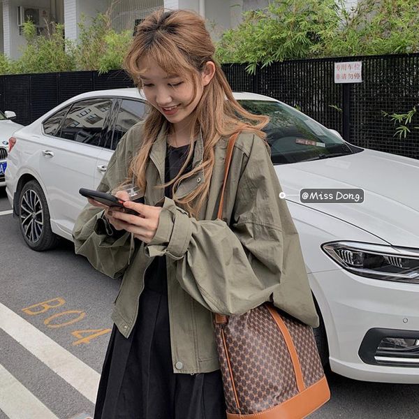 women's jackets overalls women's spring and autumn 2021 korean style casual loose retro versatile jacket ins fashion, Black;brown
women's jackets overalls women's spring and autumn 2021 korean style casual loose retro versatile jacket ins fashion, Black;brown
