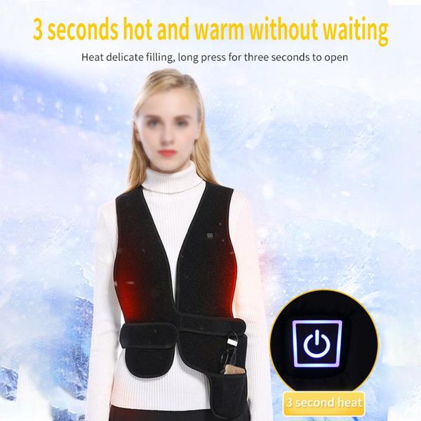 men women thermal carbon fiber heated vest warm riding flexible hiking sport winter electric usb infrared lightweight outdoor men's ves, Black;white