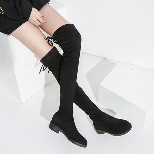 knee high boots inside lace up tube elastic thin legs autumn winter heel long women's 41 large, Black
knee high boots inside lace up tube elastic thin legs autumn winter heel long women's 41 large, Black
