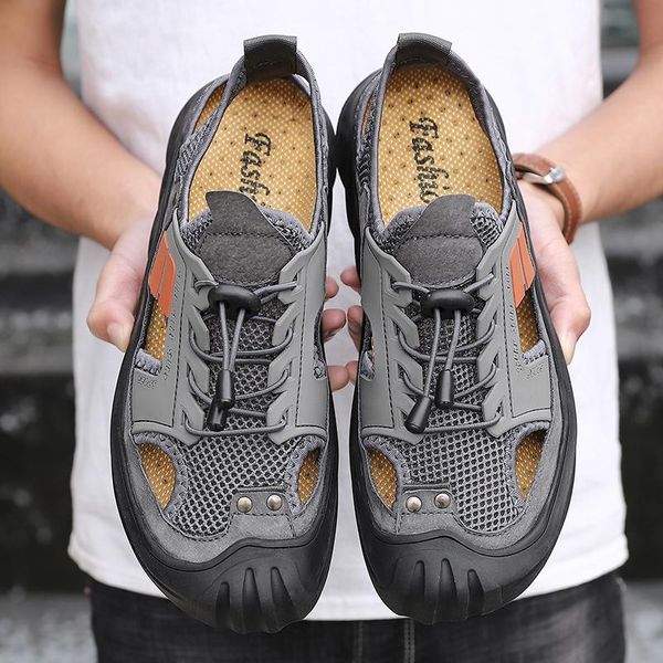 sandals 2021 summer leather men's soft bottom mesh baotou beach sports casual shoes large size breathable hole tide, Black
sandals 2021 summer leather men's soft bottom mesh baotou beach sports casual shoes large size breathable hole tide, Black