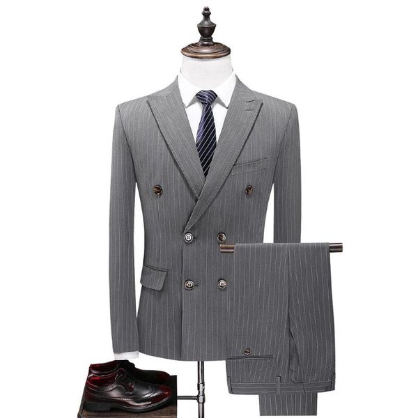 men's suits & blazers suit business dress fashion leisure stripe double breasted vest trousers three piece, White;black
men's suits & blazers suit business dress fashion leisure stripe double breasted vest trousers three piece, White;black