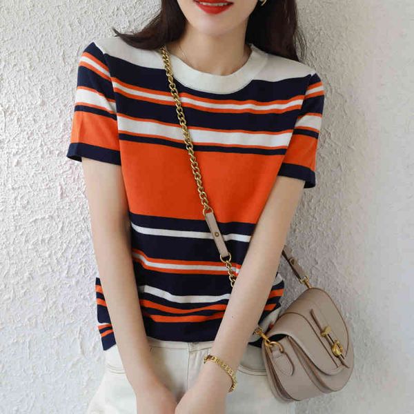 women's t-shirt pure cotton shirt, collection summer 2021, round collar, pullover's striped mesh, plus size, casual sweater, short, White
women's t-shirt pure cotton shirt, collection summer 2021, round collar, pullover's striped mesh, plus size, casual sweater, short, White