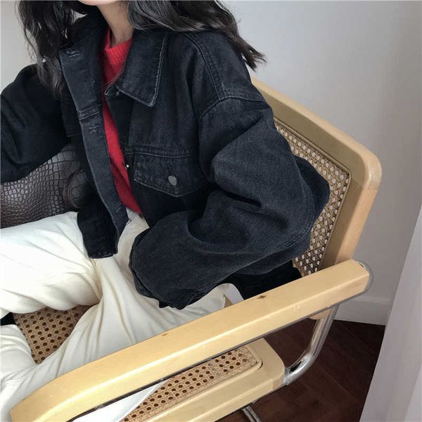 chic short denim jacket female spring korea ins harajuku vintage bf solid fashion oversize loose casual women shirt 210608, Black;brown
chic short denim jacket female spring korea ins harajuku vintage bf solid fashion oversize loose casual women shirt 210608, Black;brown