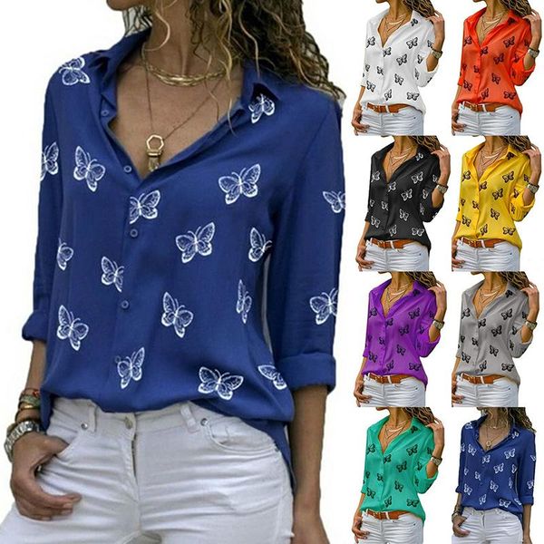 women's polos 2021 fashion butterfly print women blouses long sleeve turn-down collar blouse shirt casual elegant work, White
women's polos 2021 fashion butterfly print women blouses long sleeve turn-down collar blouse shirt casual elegant work, White