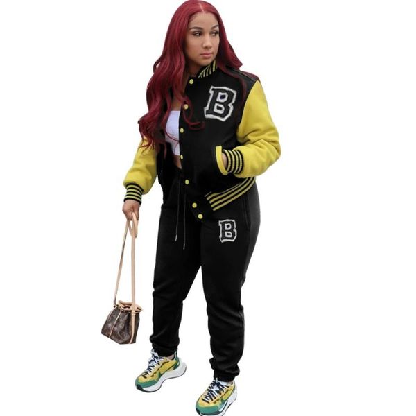 women's two piece pants set women single breasted jacket and pant suits autumn patchwork letter print casual tracksuit 2021, White
women's two piece pants set women single breasted jacket and pant suits autumn patchwork letter print casual tracksuit 2021, White