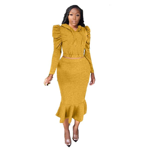 graceful women two pieces mermaid skirt sets autumn hooded long sleeves ruffles sweatshirt high waist mid calf skirts, White
graceful women two pieces mermaid skirt sets autumn hooded long sleeves ruffles sweatshirt high waist mid calf skirts, White