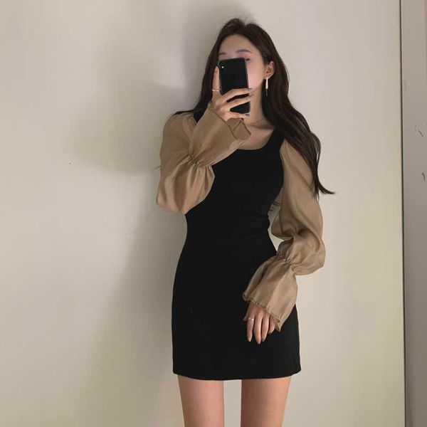 two piece dress elegant sheath mini women square collar long sleeve mesh patchwork spring summer party korean slim high waist z165, White
two piece dress elegant sheath mini women square collar long sleeve mesh patchwork spring summer party korean slim high waist z165, White