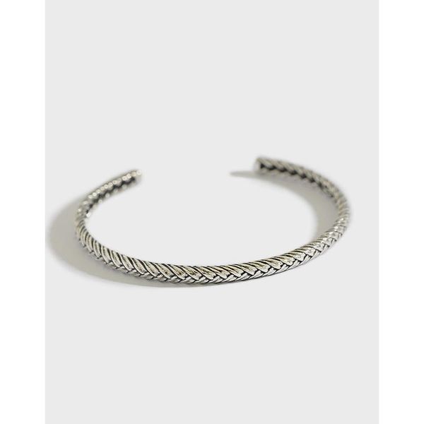 bangle retro temperament personality exquisite trend fashion s925 sterling silver straw braided pattern creative open bracelet, Black
bangle retro temperament personality exquisite trend fashion s925 sterling silver straw braided pattern creative open bracelet, Black