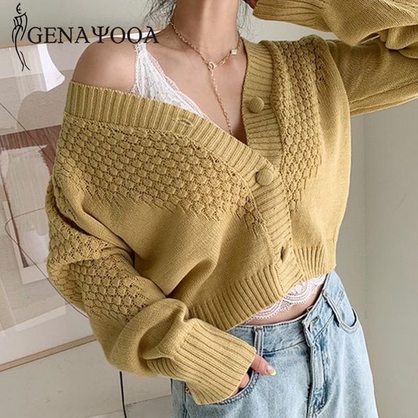 genayooa vintage solid short soft long sleeve v neck women cardigan sweater slim jumper ladies korean autumn 210417, White;black
genayooa vintage solid short soft long sleeve v neck women cardigan sweater slim jumper ladies korean autumn 210417, White;black