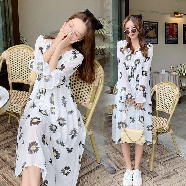 flowers maternity floral chiffon dress plus size long sleeve v-neck drawstring waist pregnant women empire sweet clothes dresses, White
flowers maternity floral chiffon dress plus size long sleeve v-neck drawstring waist pregnant women empire sweet clothes dresses, White