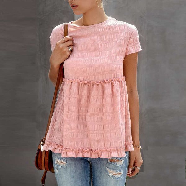 women's t-shirt summer women t-shirts casual loose o-neck short sleeve agaric edge wrinkle fashion streetwear sweet ladies pink tee sh, White
women's t-shirt summer women t-shirts casual loose o-neck short sleeve agaric edge wrinkle fashion streetwear sweet ladies pink tee sh, White