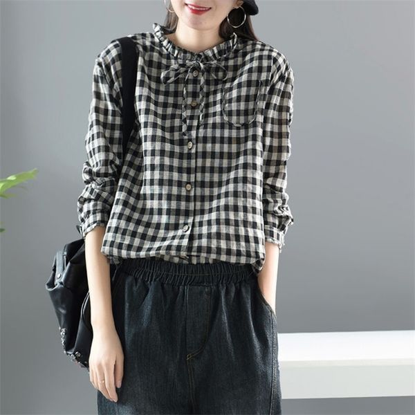 arrival spring arts style women long sleeve loose shirts all-matched casual cotton linen plaid vintage blouses s887 210512, White
arrival spring arts style women long sleeve loose shirts all-matched casual cotton linen plaid vintage blouses s887 210512, White