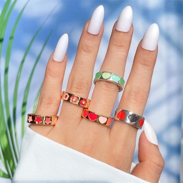 cluster rings fnio vintage bohemia colorful enamel love heart ring cute simple metal gold silver color for women punk rock jewelr, Golden;silver
cluster rings fnio vintage bohemia colorful enamel love heart ring cute simple metal gold silver color for women punk rock jewelr, Golden;silver