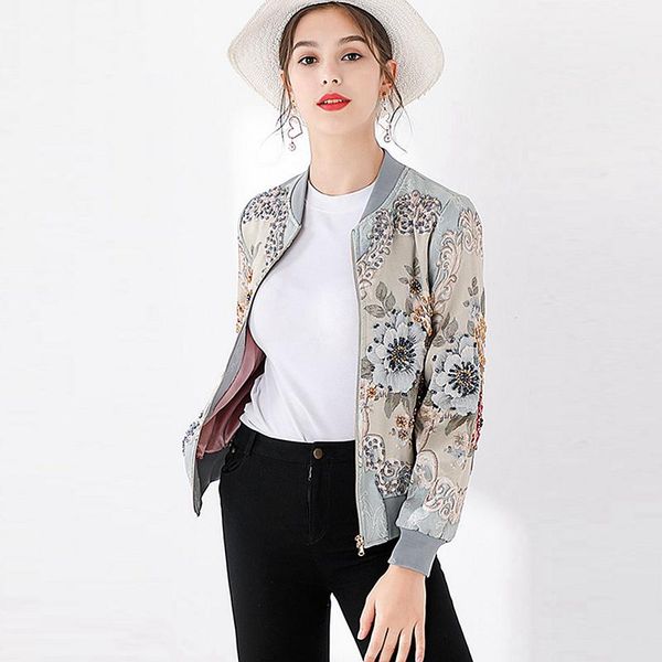 women's jackets women embroidered bomber jacket beaded retro jcquard zipper short thin coat basic casual outerwear, Black;brown
women's jackets women embroidered bomber jacket beaded retro jcquard zipper short thin coat basic casual outerwear, Black;brown