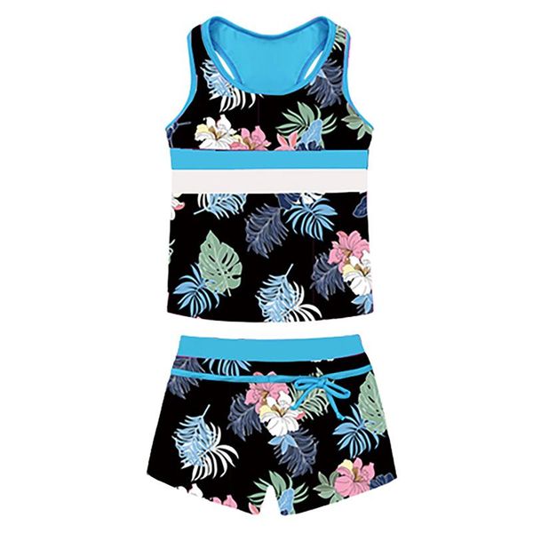 one-pieces 2pcs kids girls swimwear summer tankini printed swim with bottoms set children surfing swimming outfit bathing suit, Black 
one-pieces 2pcs kids girls swimwear summer tankini printed swim with bottoms set children surfing swimming outfit bathing suit, Black