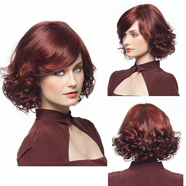 wine red women's fashion short hair upturned small curly wig headgear direct sal, Black
wine red women's fashion short hair upturned small curly wig headgear direct sal, Black