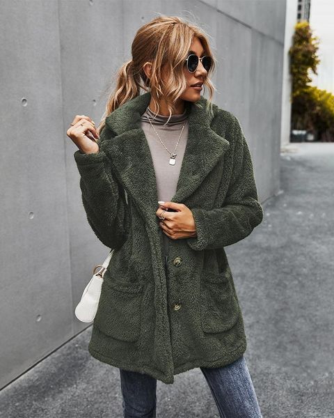 women's fur & faux winter coat lady solid color lapel plush jacket long-sleeved single-breasted plus vvelvet thick casual women, Black
women's fur & faux winter coat lady solid color lapel plush jacket long-sleeved single-breasted plus vvelvet thick casual women, Black